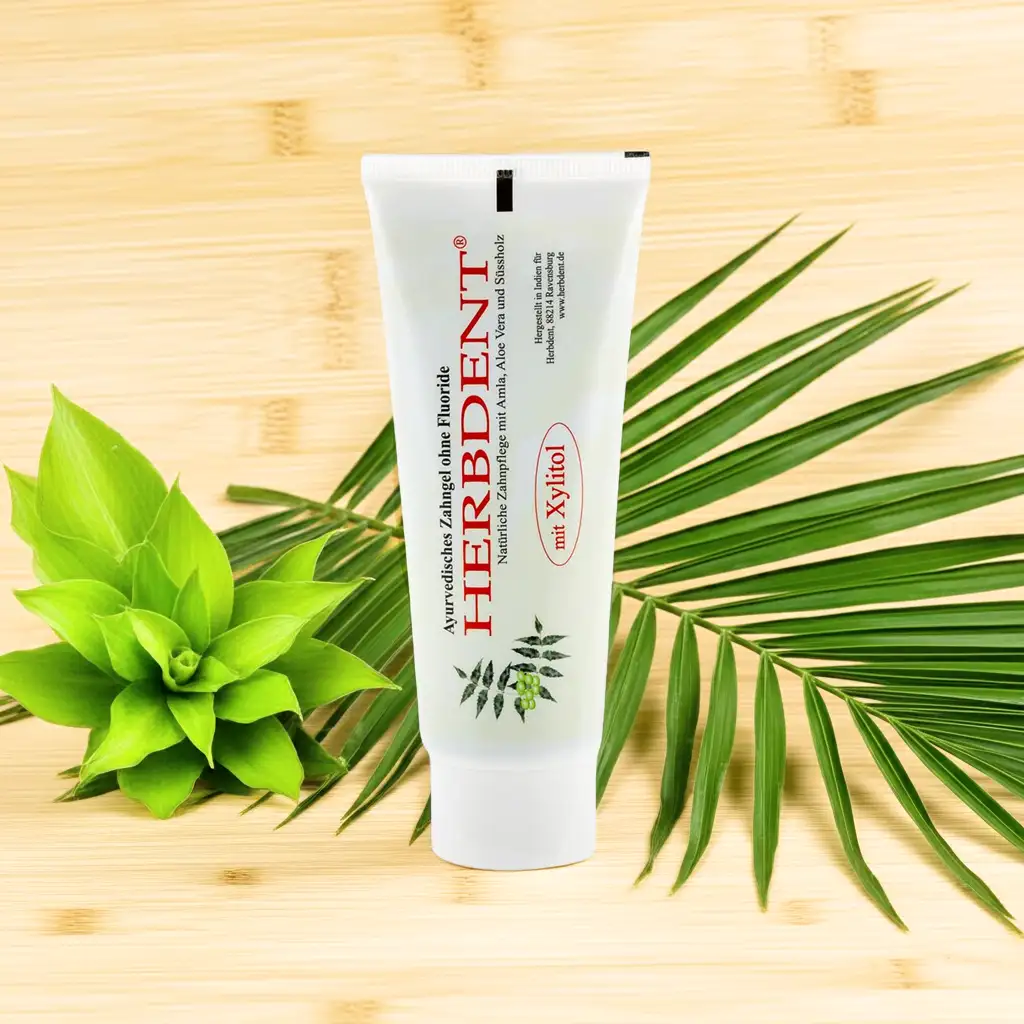 HERBDENT Ayurvedisches Zahngel mit Xylitol im Onlineshop kaufen ✓ 100% vegane Zahnpasta ✓ natürlich mit Xylitol und Stevia gesüßt ✓ ohne Fluorid ✓ ohne Mikroplastik 